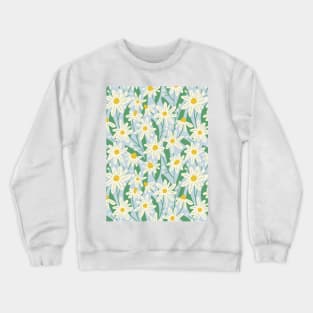 Wild daisy flower pattern in pale blue Crewneck Sweatshirt